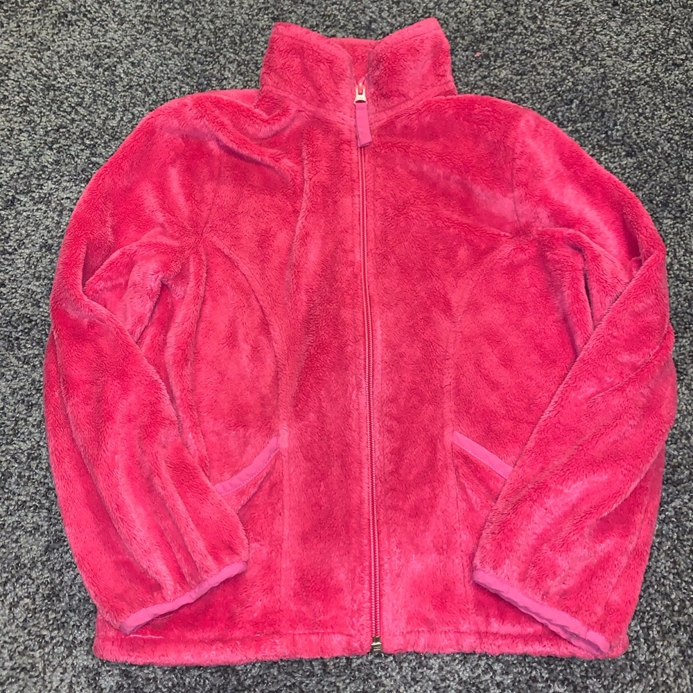 girls pink fuzzy zip up jacket PLACE medium 7/8